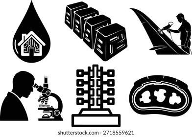 Diversos iconos que representan la tecnología y la ciencia aislados en el fondo blanco, Vector
