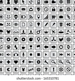 Various icons. Seamless pattern.