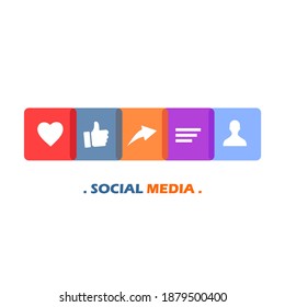 various icons in transparent boxes various colors