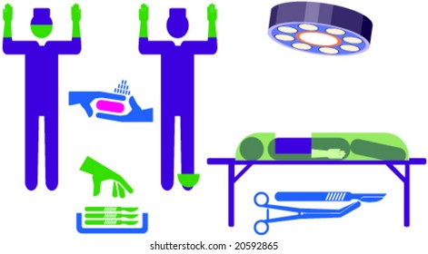 Various icons/pictures with a surgery theme