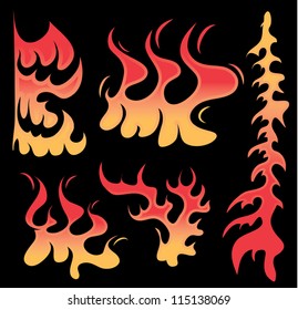 Various illustrated fiery flames