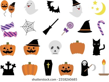 Various illustration set of cute Halloween