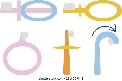 Various illustration sets of toothbrushes for children