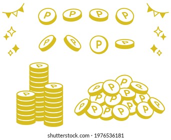 Various Illustrations of Line Art Point Coins