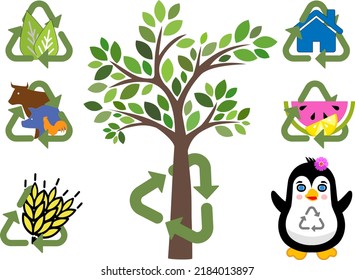 various illustrations of the recycling symbol in the context of sustainability, circular economy