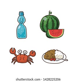 Various illustrations of summer sea in Japan