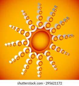 Various illustrations of sun. Sunny weather, climate, tanning, happiness concepts