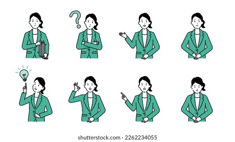 Various illustrations of working women in their 20s and 30s, vector