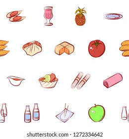 Various images set. Background for printing, design, web. Usable as icons. Seamless. Colored.
