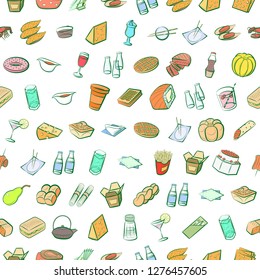 Various images set. Background for printing, design, web. Usable as icons. Seamless. Colored.
