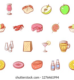 Various images set. Background for printing, design, web. Usable as icons. Seamless. Colored.