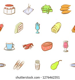 Various images set. Background for printing, design, web. Usable as icons. Seamless. Colored.