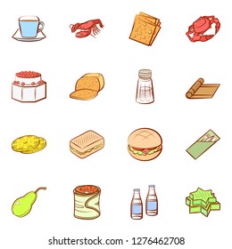 Various images set. Background for printing, design, web. Usable as icons. Colored.