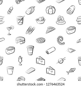 Various images set. Background for printing, design, web. Usable as icons. Seamless. Monochrome binary, black and white.