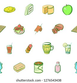 Various images set. Background for printing, design, web. Usable as icons. Seamless. Colored.