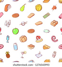 Various images set. Background for printing, design, web. Usable as icons. Seamless. Colored.