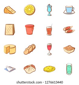 Various images set. Background for printing, design, web. Usable as icons. Colored.