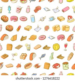Various images set. Background for printing, design, web. Usable as icons. Seamless. Colored.
