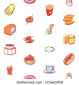 Various images set. Background for printing, design, web. Usable as icons. Seamless. Colored.