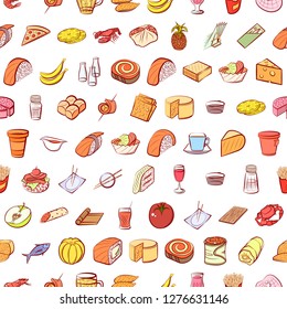 Various images set. Background for printing, design, web. Usable as icons. Seamless. Colored.