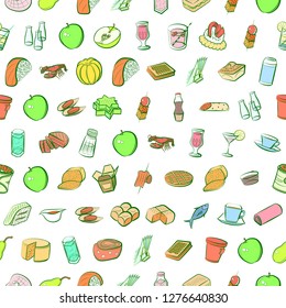Various images set. Background for printing, design, web. Usable as icons. Seamless. Colored.