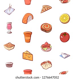 Various images set. Background for printing, design, web. Usable as icons. Seamless. Colored.