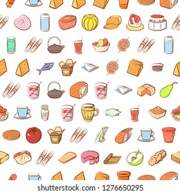 Various images set. Background for printing, design, web. Usable as icons. Seamless. Colored.
