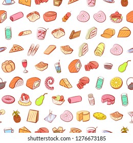 Various images set. Background for printing, design, web. Usable as icons. Seamless. Colored.