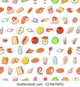 Various images set. Background for printing, design, web. Usable as icons. Seamless. Colored.