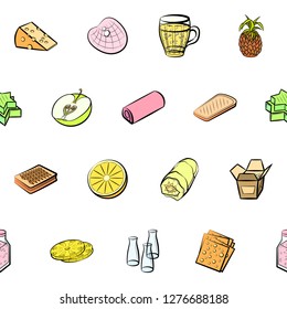 Various images set. Background for printing, design, web. Usable as icons. Seamless. Colored.