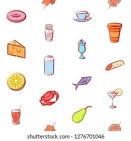 Various images set. Background for printing, design, web. Usable as icons. Seamless. Colored.