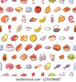 Various images set. Background for printing, design, web. Usable as icons. Seamless. Colored.