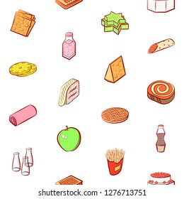 Various images set. Background for printing, design, web. Usable as icons. Seamless. Colored.