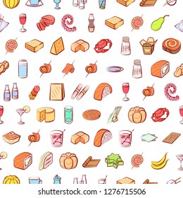 Various images set. Background for printing, design, web. Usable as icons. Seamless. Colored.