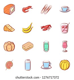 Various images set. Background for printing, design, web. Usable as icons. Colored.