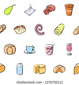 Various images set. Background for printing, design, web. Usable as icons. Seamless. Colored.