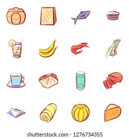 Various images set. Background for printing, design, web. Usable as icons. Colored.
