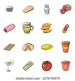 Various images set. Background for printing, design, web. Usable as icons. Colored.