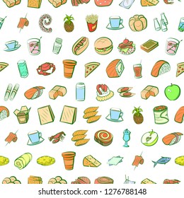 Various images set. Background for printing, design, web. Usable as icons. Seamless. Colored.