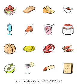 Various images set. Background for printing, design, web. Usable as icons. Colored.