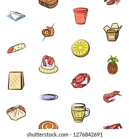 Various images set. Background for printing, design, web. Usable as icons. Seamless. Colored.