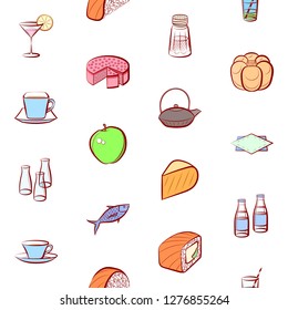Various images set. Background for printing, design, web. Usable as icons. Seamless. Colored.