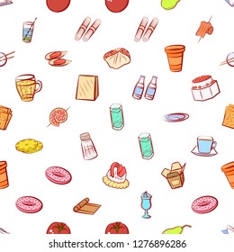 Various images set. Background for printing, design, web. Usable as icons. Seamless. Colored.