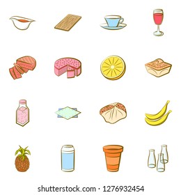 Various images set. Background for printing, design, web. Usable as icons. Colored.