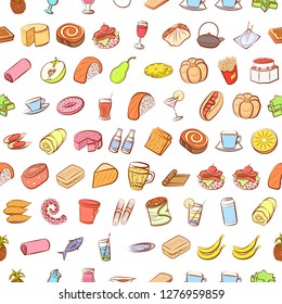 Various images set. Background for printing, design, web. Usable as icons. Seamless. Colored.