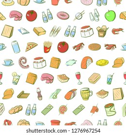 Various images set. Background for printing, design, web. Usable as icons. Seamless. Colored.