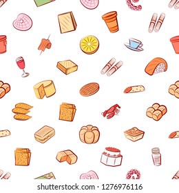 Various images set. Background for printing, design, web. Usable as icons. Seamless. Colored.