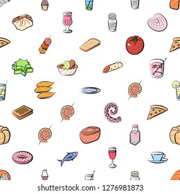 Various images set. Background for printing, design, web. Usable as icons. Seamless. Colored.