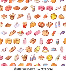 Various images set. Background for printing, design, web. Usable as icons. Seamless. Colored.