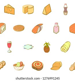 Various images set. Background for printing, design, web. Usable as icons. Seamless. Colored.
